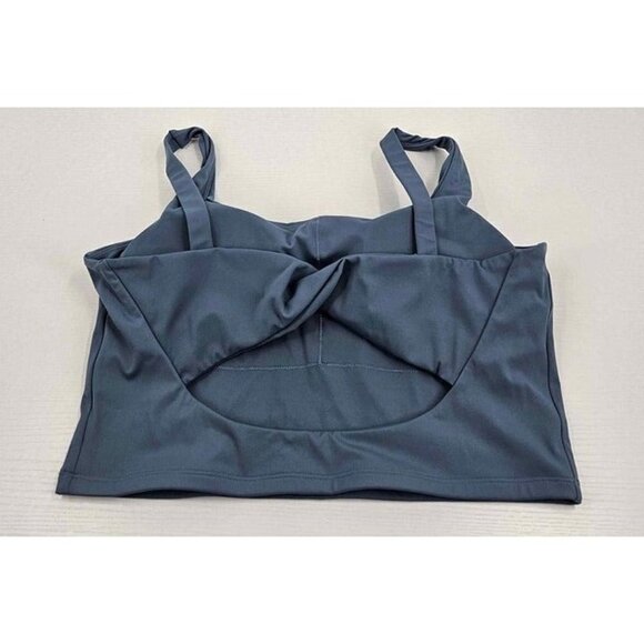 Twisted Back over Triangle Cutout Gray Blue Sports Bra Sz XXL - Picture 2 of 3